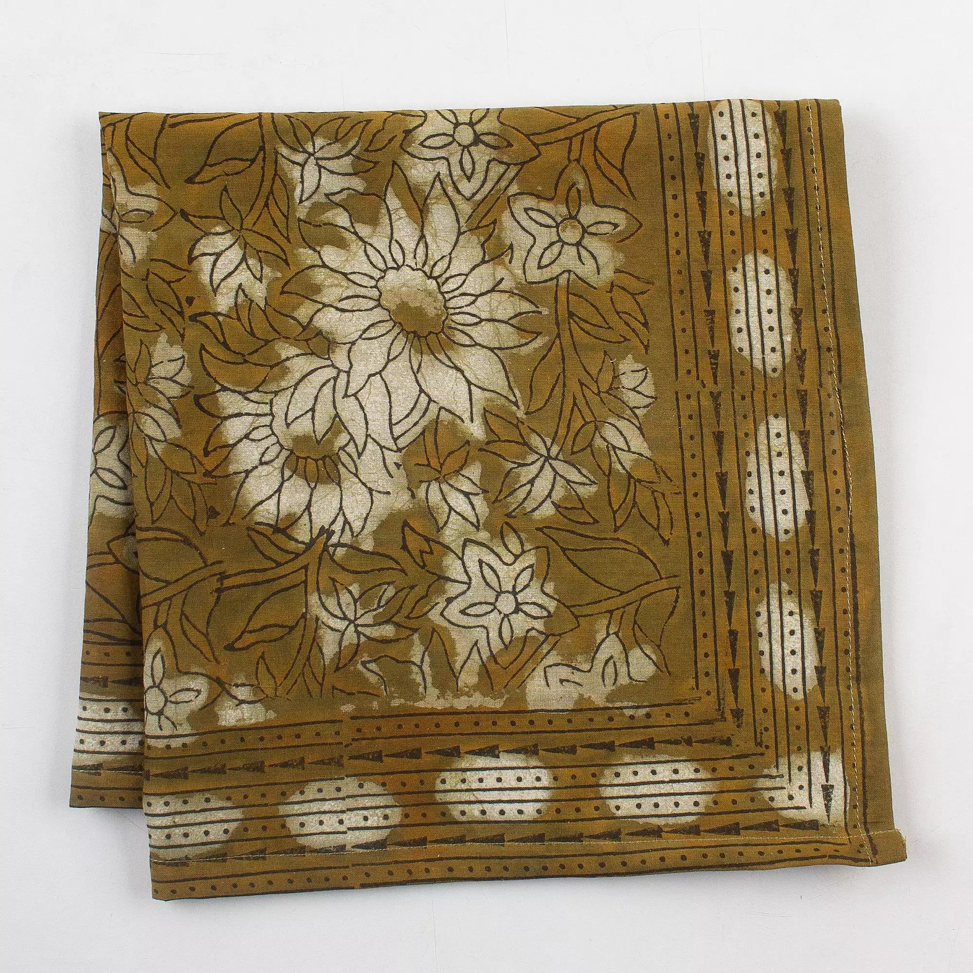 Floral Hand Block Printed Dabu Cotton Bandana 612